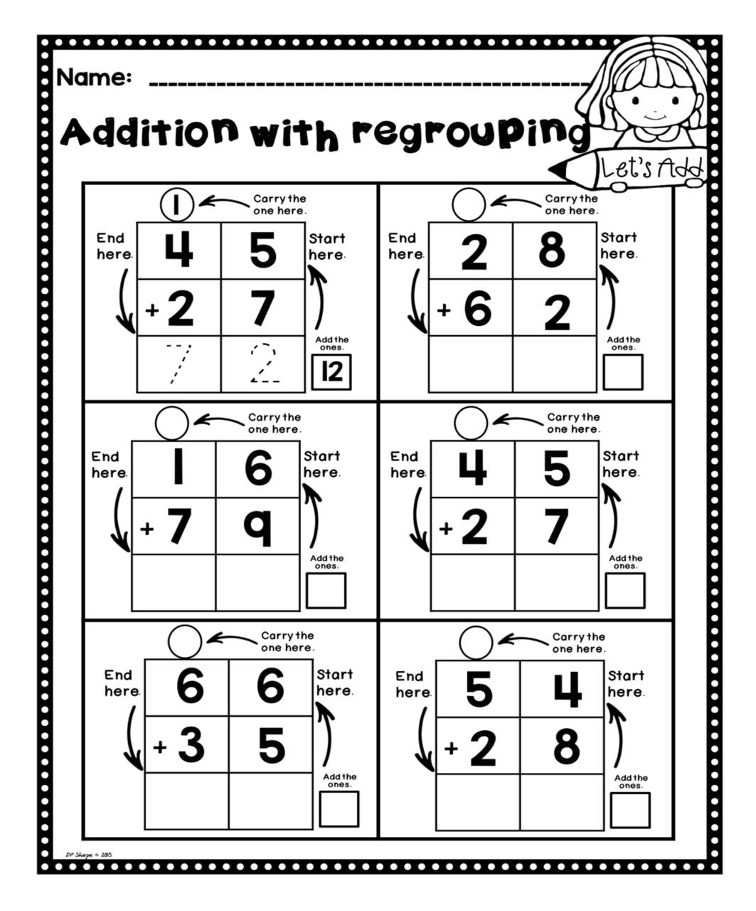 Math Worksheets Addition With Regrouping