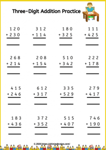 ThreeDigit Vertical Addition and Subtraction with Regrouping Worksheets