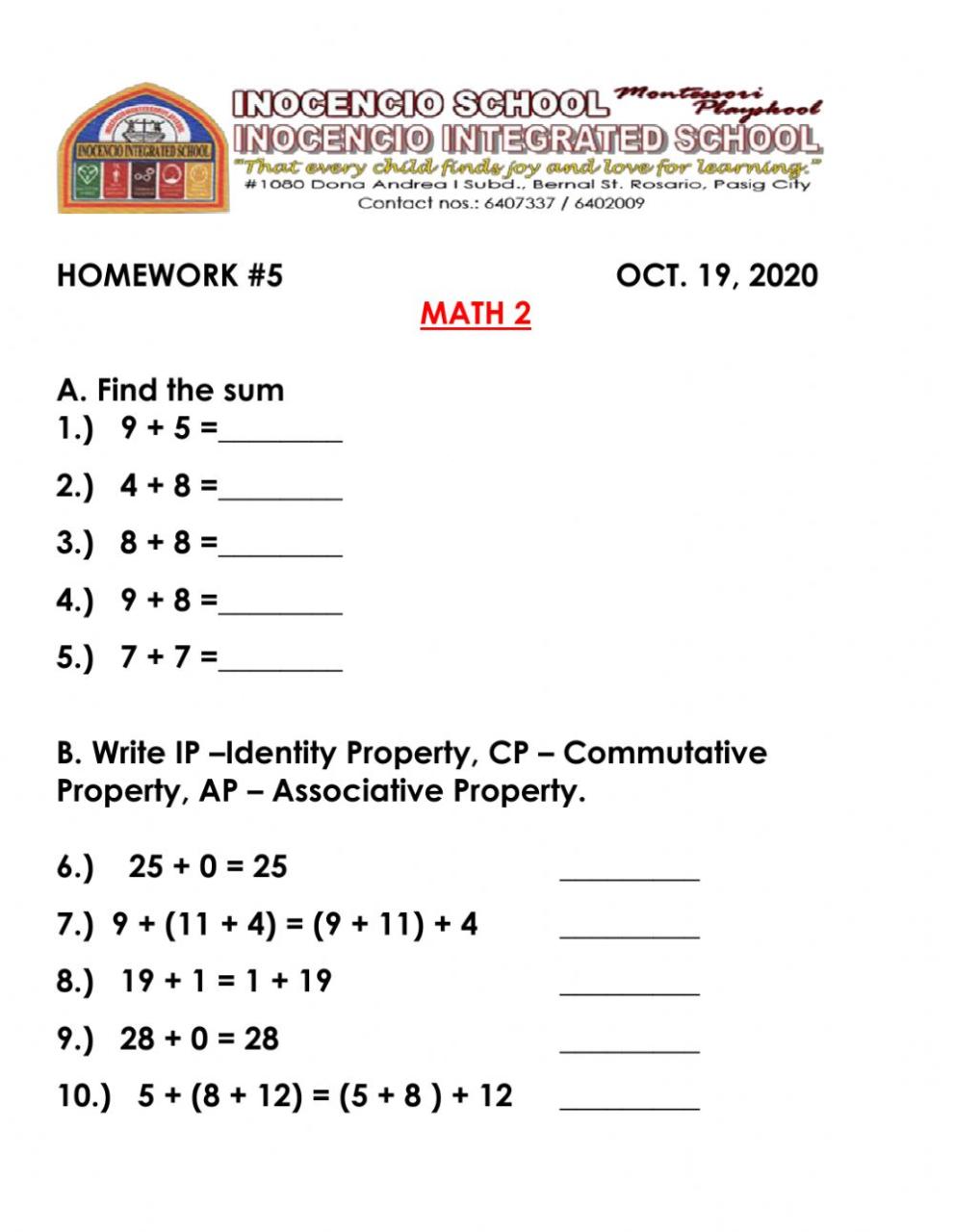 Addition Without Regrouping Worksheets For Grade 4