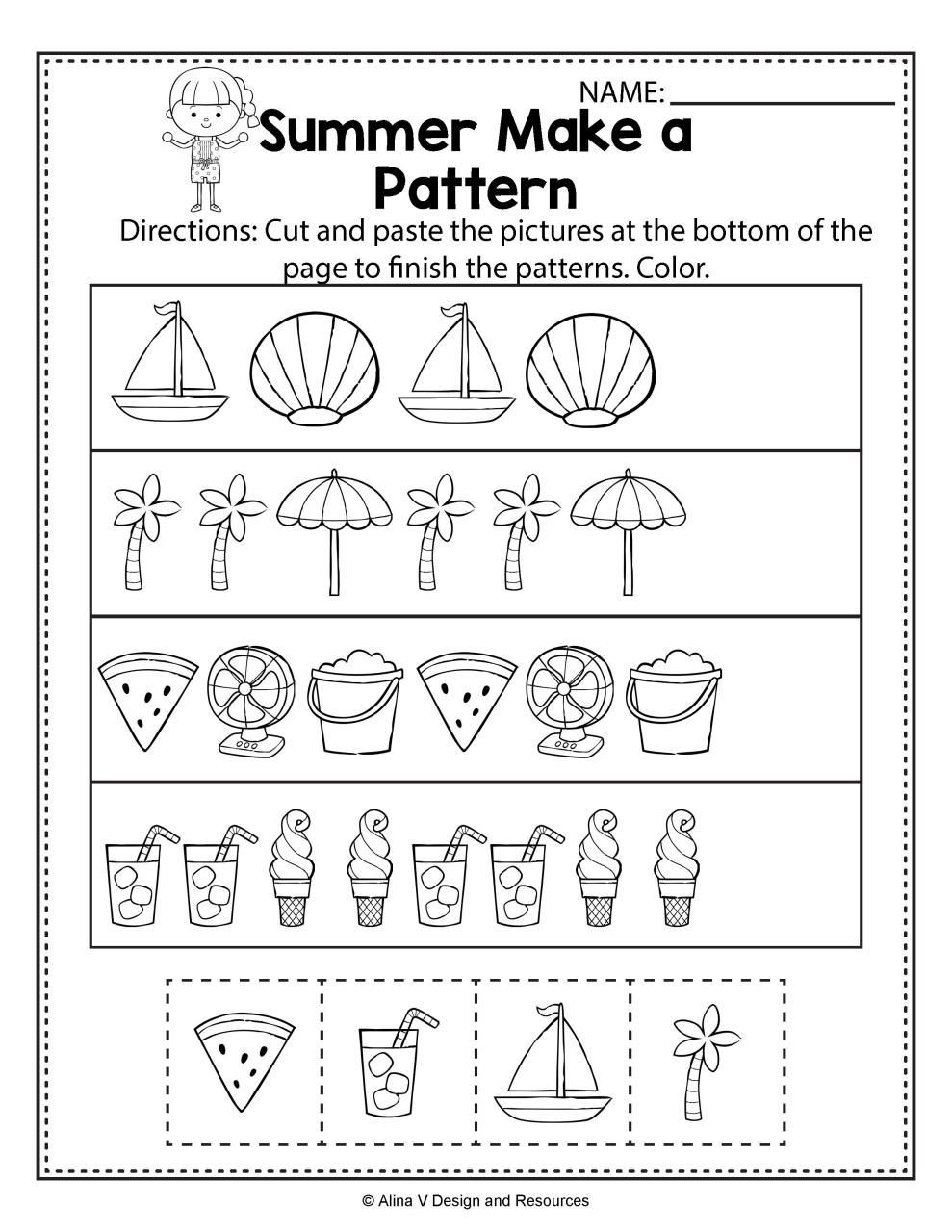 Free Printable Kindergarten Math Pattern Worksheets