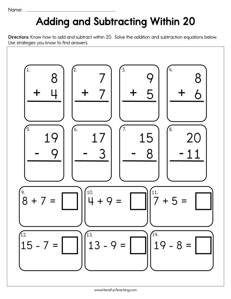 Adding And Subtracting Within 5 Worksheets