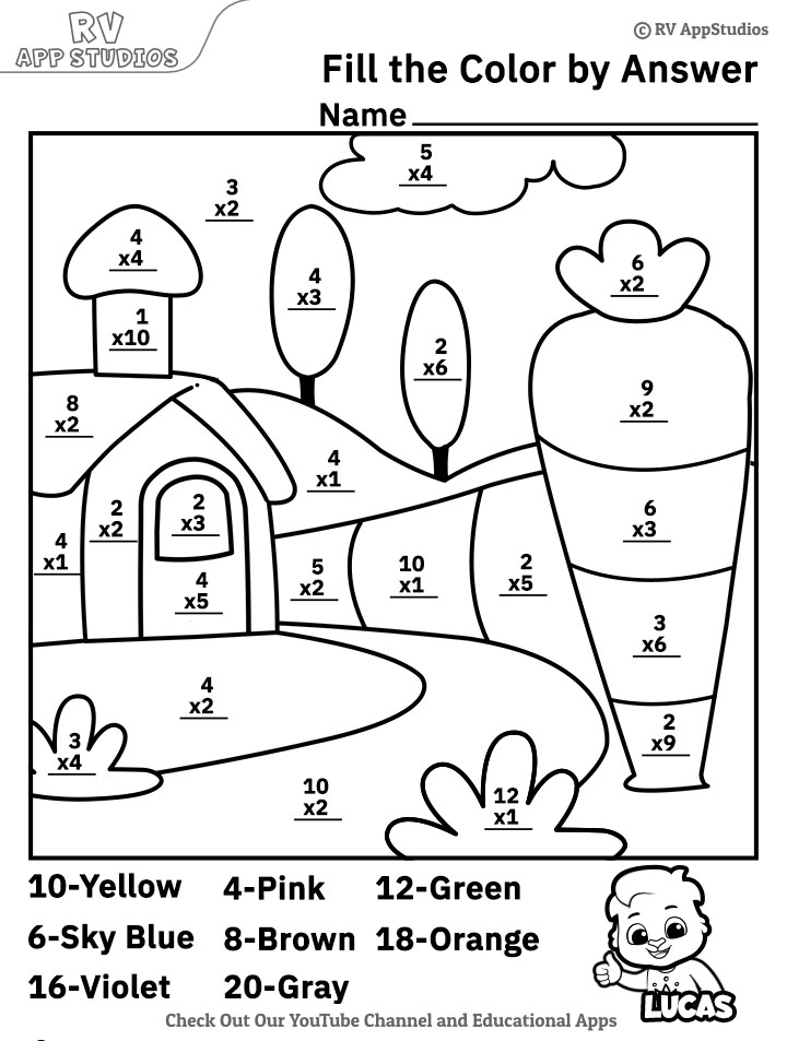 Multiplication Coloring Worksheets Color by Number