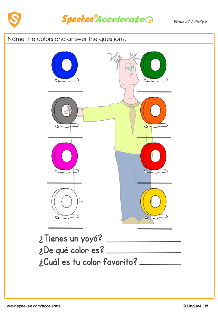 Spanish Printable Spanish colours worksheet KS2