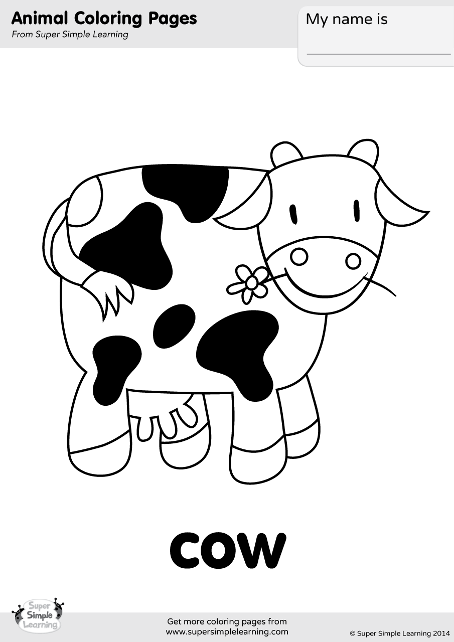 The Animals On The Farm Super Simple Cow coloring pages, Farm