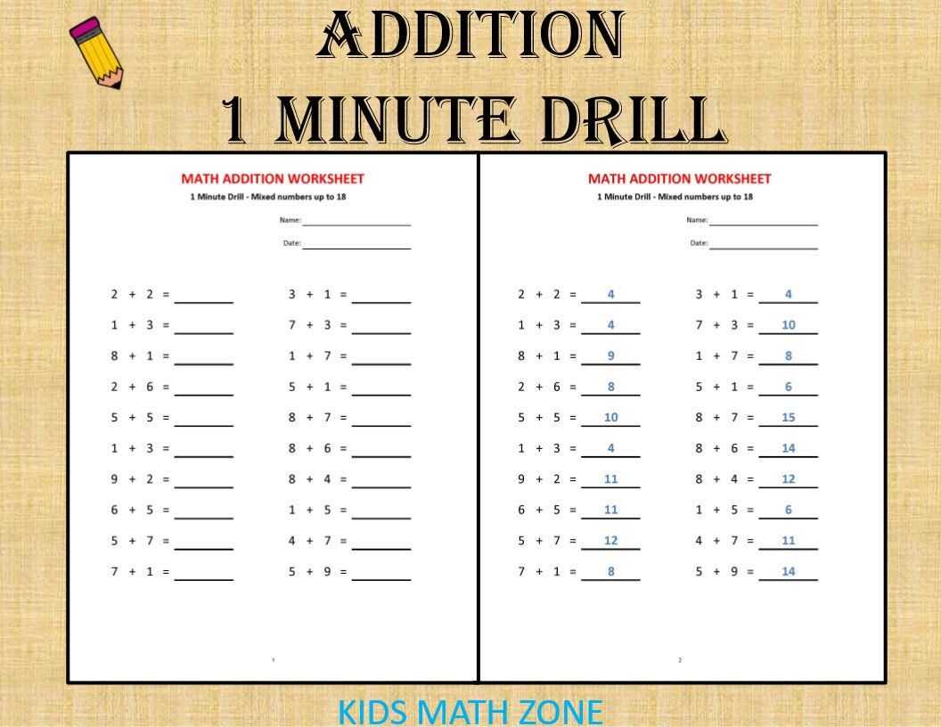 Addition Worksheets For Grade 1 With Answers