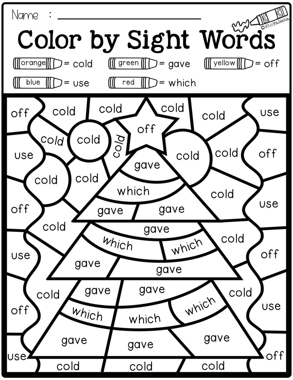 Colour By Sight Words Worksheet