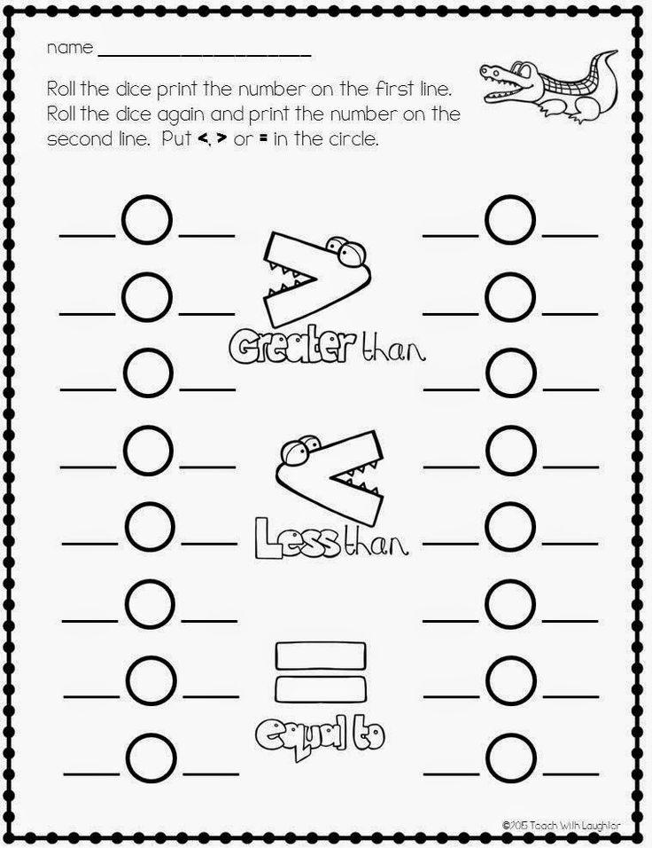 Free greater than or less than worksheets Math for K1 Pinterest