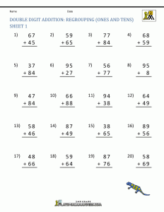 2 Digit Addition With Regrouping Pdf / Double Digit Addition With