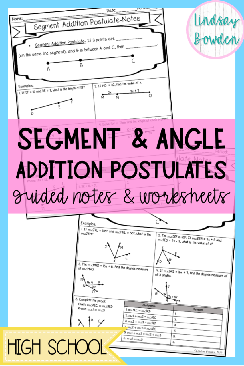 Geometry Angle Addition Postulate Worksheet Answer Key worksheet