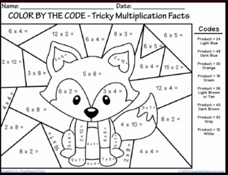 Multiplication Worksheets Grade 3 Coloring