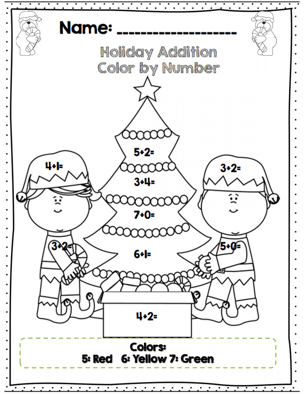 First Grade Holiday Math Packet Core Aligned Common cores