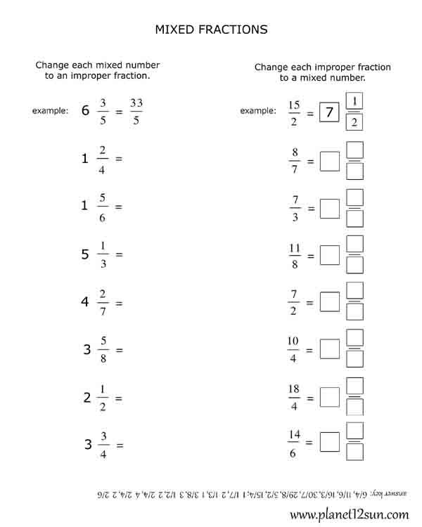 4Th Grade Math Worksheets Fractions