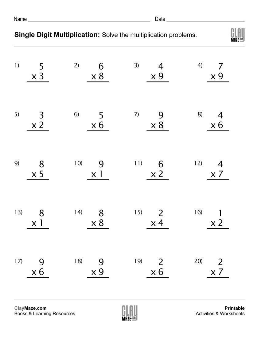 Multiplication Worksheets Grade 5 2 Digit By 1 Digit