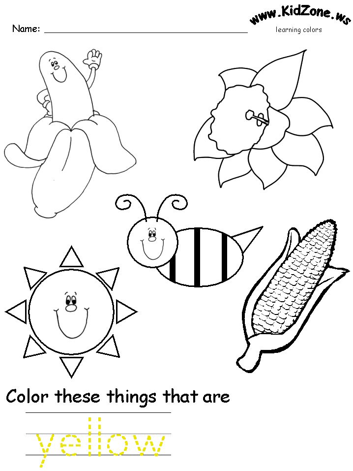 Color Yellow Worksheets For Toddlers