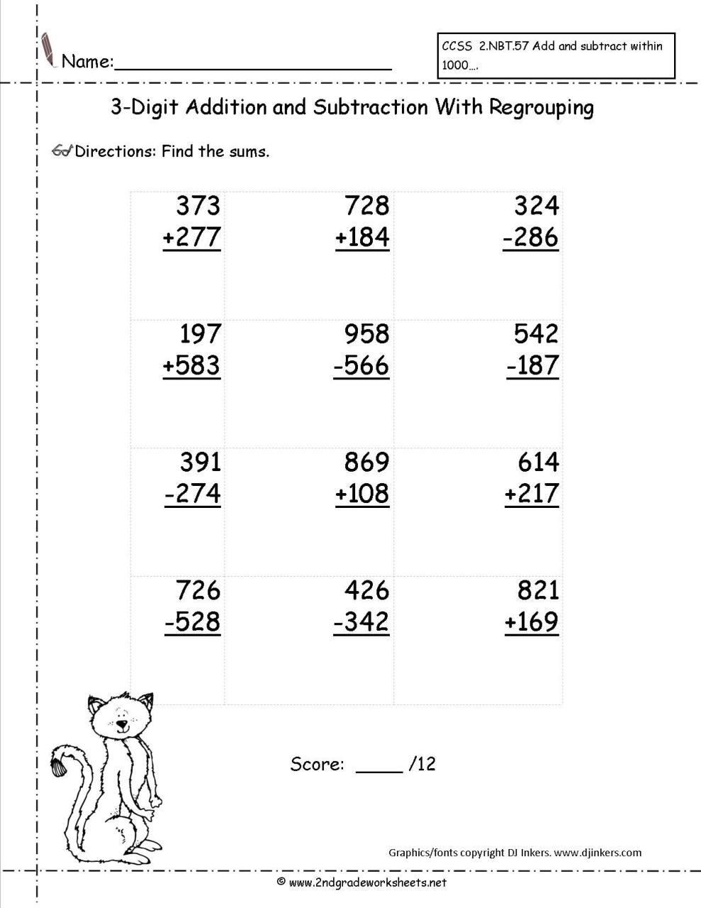 3 Digit Addition With Regrouping Printable Worksheets