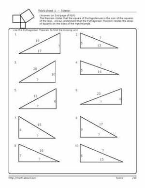 Pythagorean Theorem Worksheet Pdf Grade 8