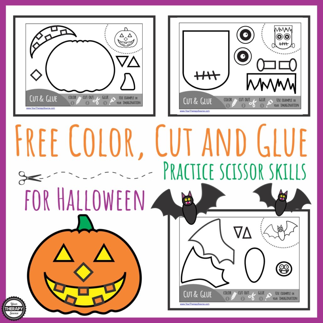 Color Cut Glue Halloween Practice Scissor Skills Your Therapy