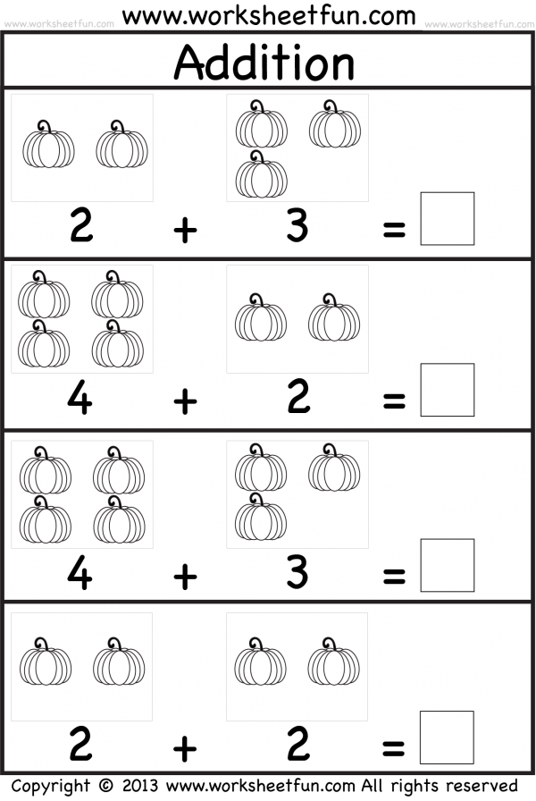Easy Addition Worksheets With Pictures