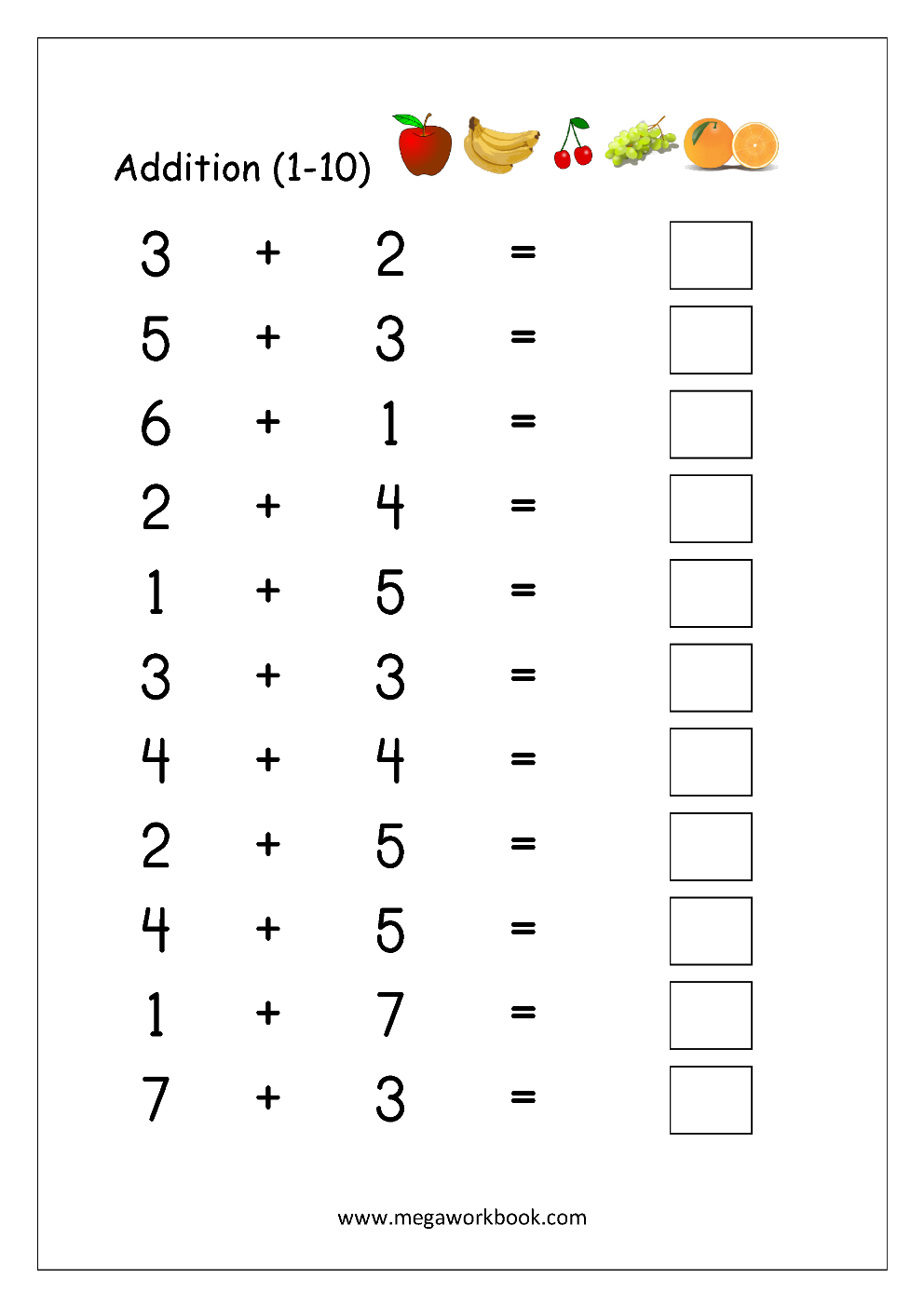 Math Worksheet Addition (110) Math addition worksheets