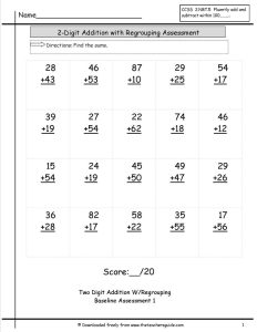 FREE Beginner Addition Regrouping Worksheets Closet of Free Samples