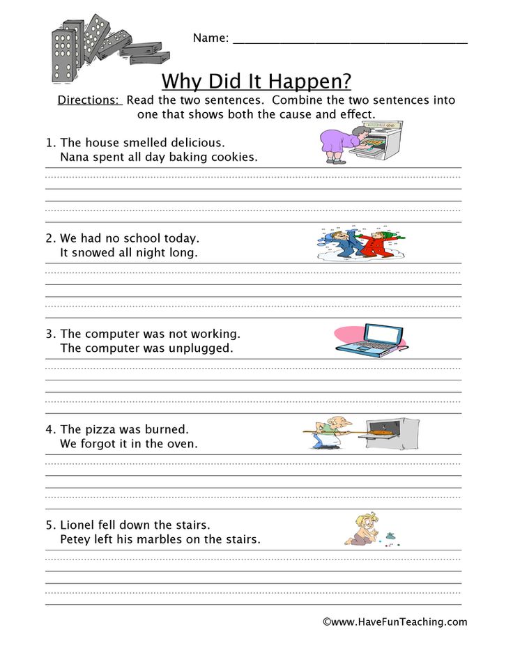 Kindergarten Cause And Effect Worksheets