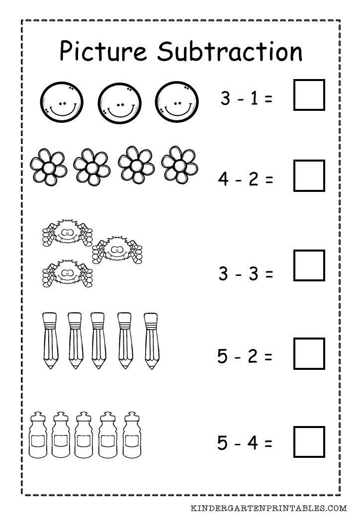 Kindergarten Subtraction Worksheets Free Printable Basic Picture