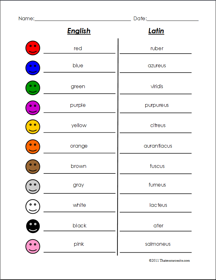 Spanish Colors Matching Worksheet
