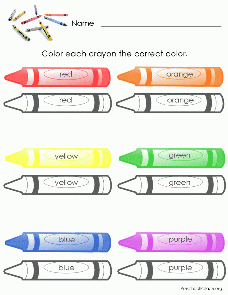 Color Worksheet Prek