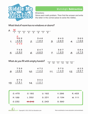 Maths Subtraction Worksheets For Grade 4 Pdf
