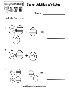 easter printables Kindergarten Easter Addition Worksheet Printable
