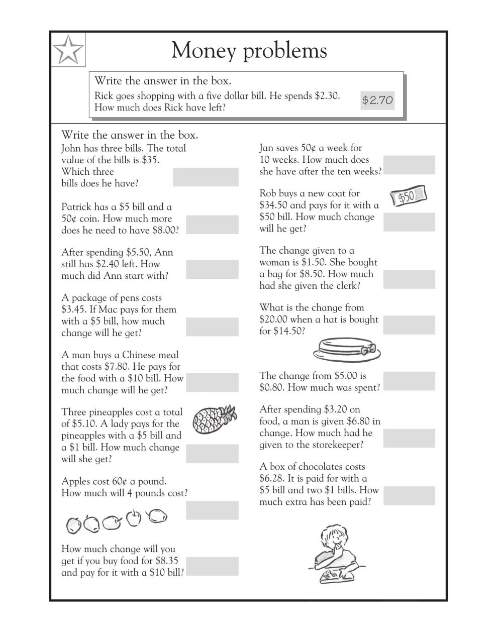 Math Worksheets For 3Rd Grade Word Problems