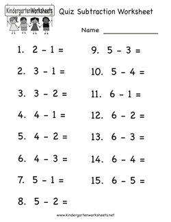 Subtraction Worksheets For Kindergarten 1-10