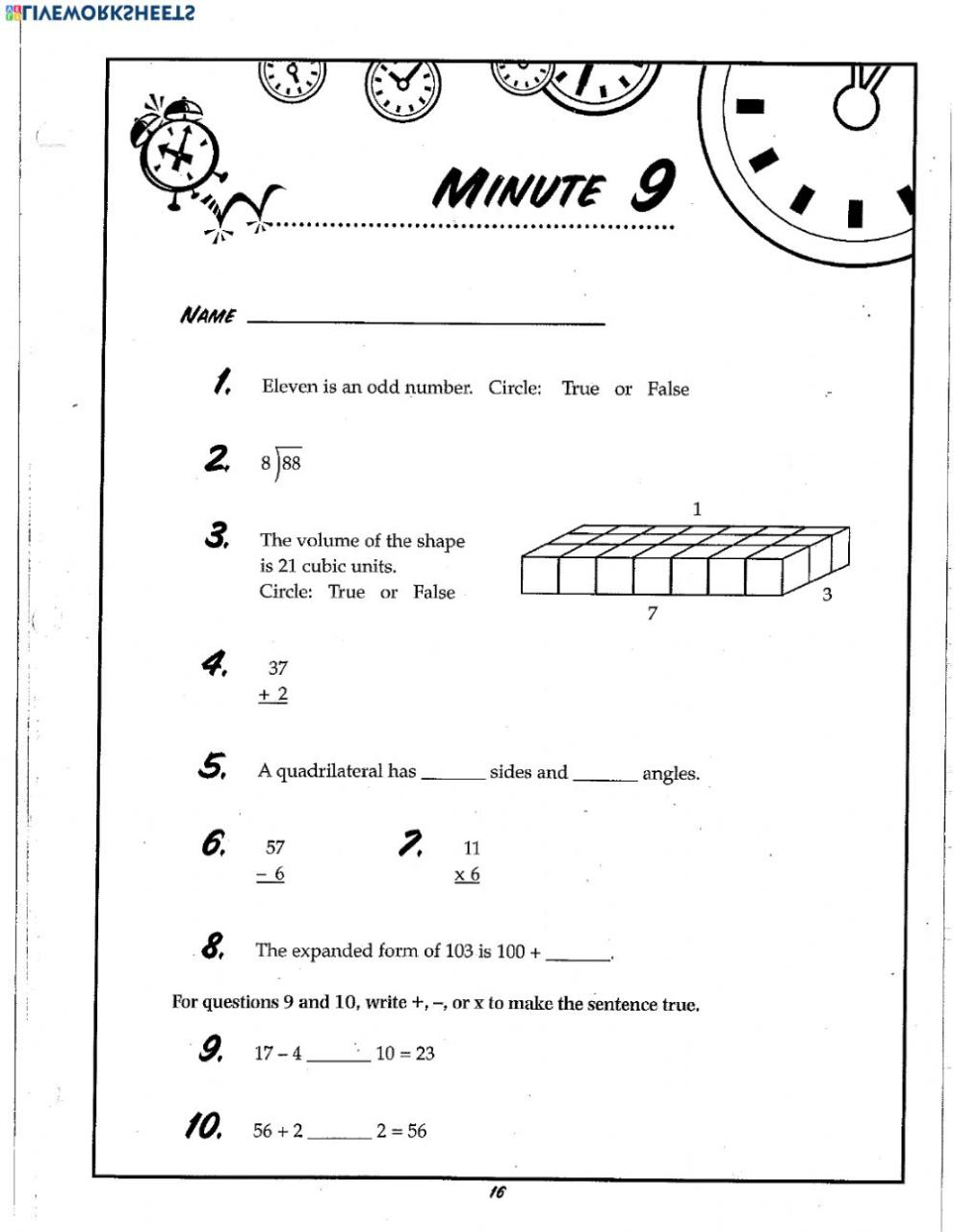 9 Grade Math Worksheets Pdf