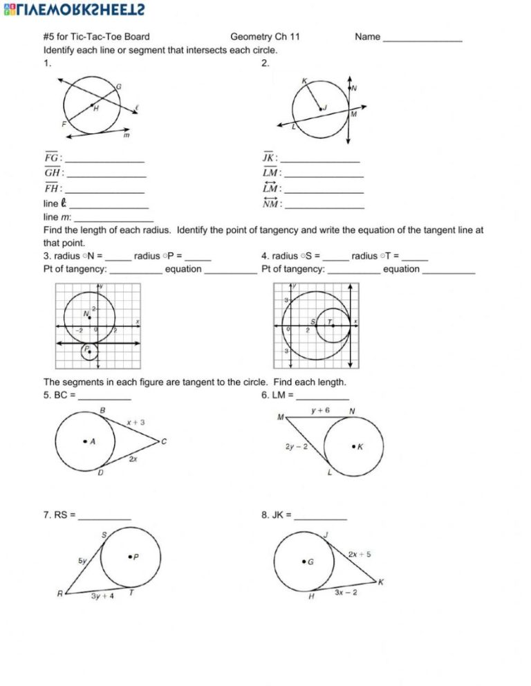 Equation Of A Circle Worksheet Answer Key