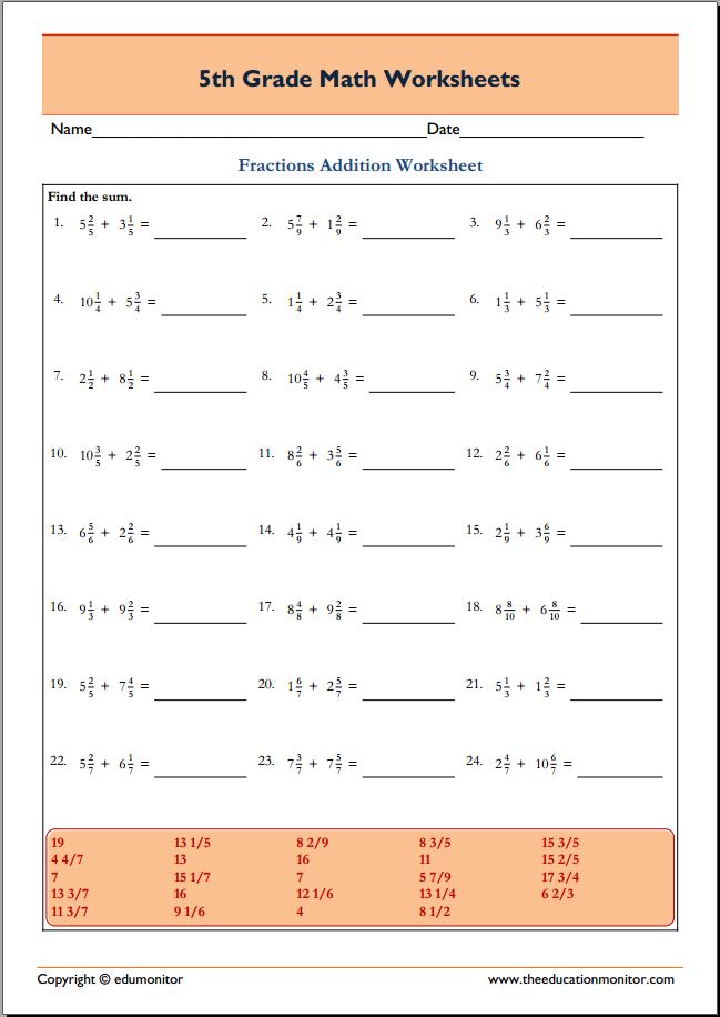 Addition Worksheets Pdf Grade 5