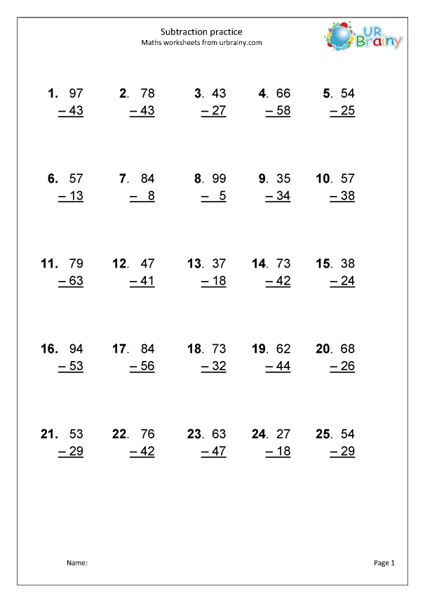 Worksheet On Addition And Subtraction Of Whole Numbers