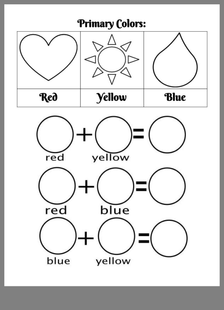 Primary Colors Worksheets For Kindergarten