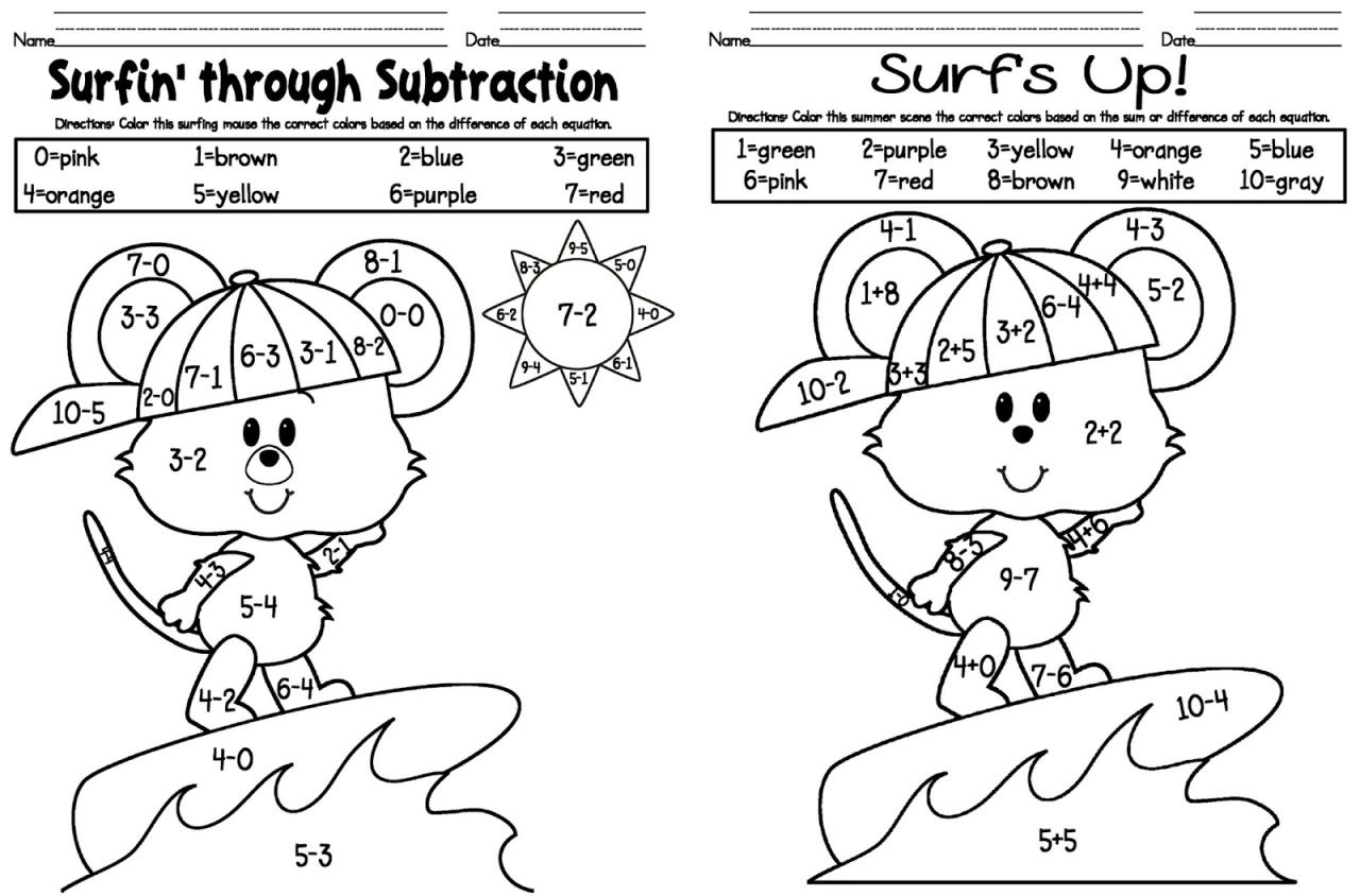 Addition To 10 Coloring Pages