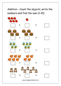 Free Printable Number Addition Worksheets (110) For Kindergarten And