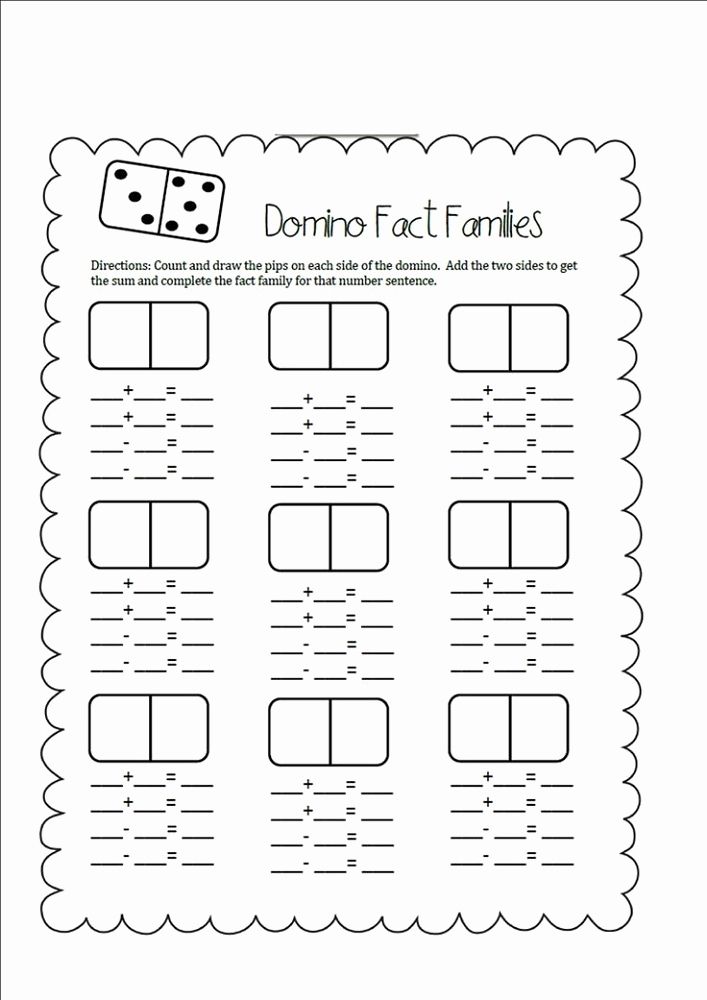 Addition Worksheets for Kindergarten 1st Grades Fact family worksheet