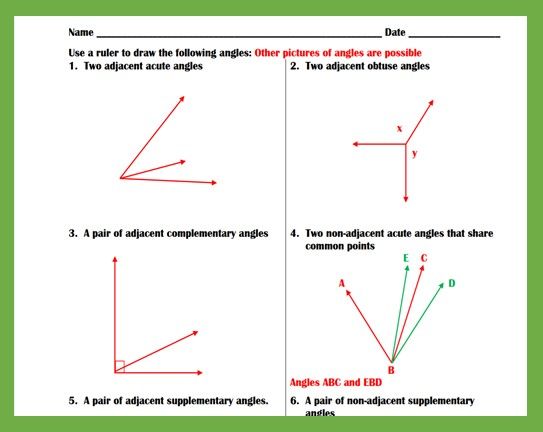 Complementary Angles Worksheet Answers