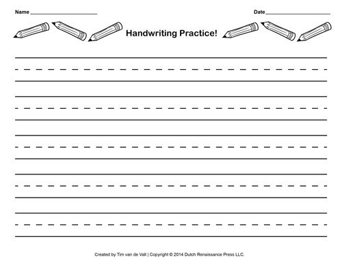 Handwriting Practice Paper Free