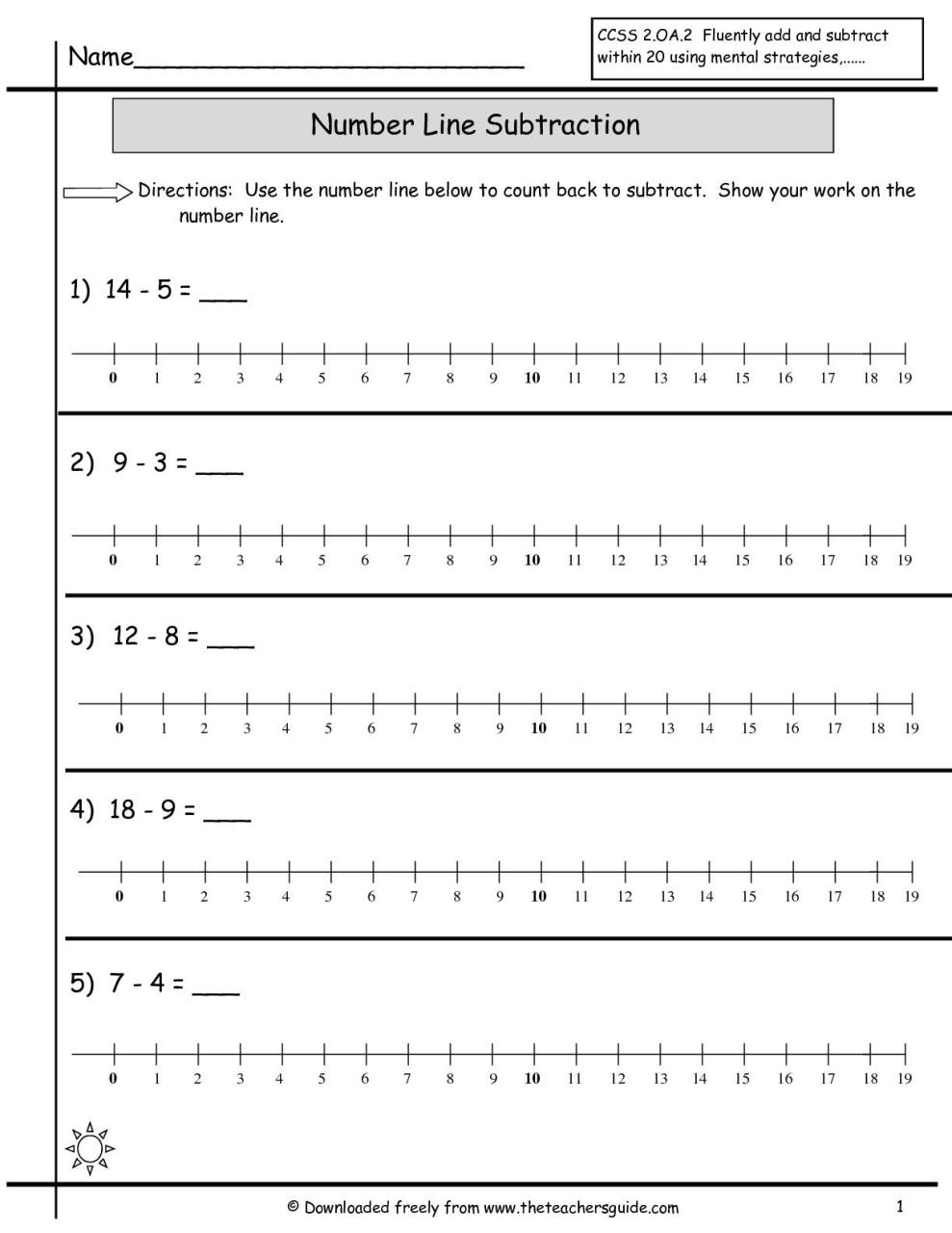 Number Line Addition Worksheets Grade 2