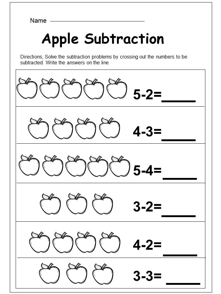 Free Kindergarten Subtraction Printable Kindergarten math worksheets