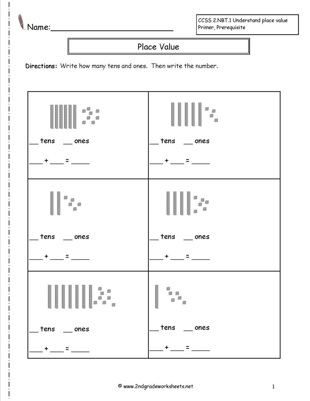 Math Worksheets For 2Nd Grade Place Value