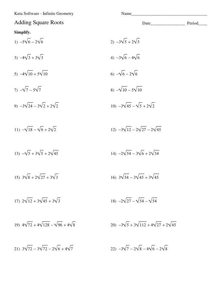 Simplifying Radicals Worksheet Pdf Adding and Subtracting Square Roots