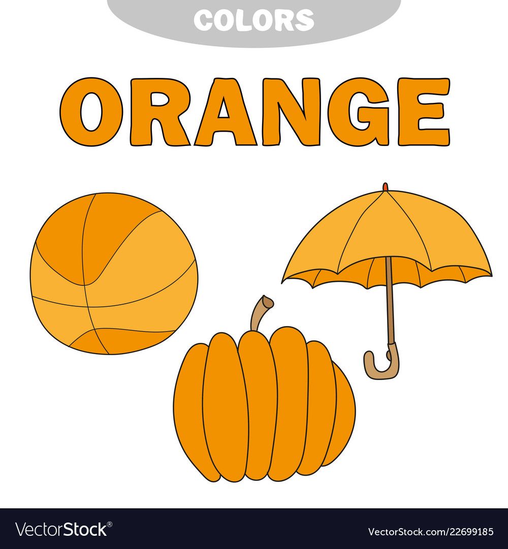 Learn colors orange worksheet game for kids Vector Image Learning