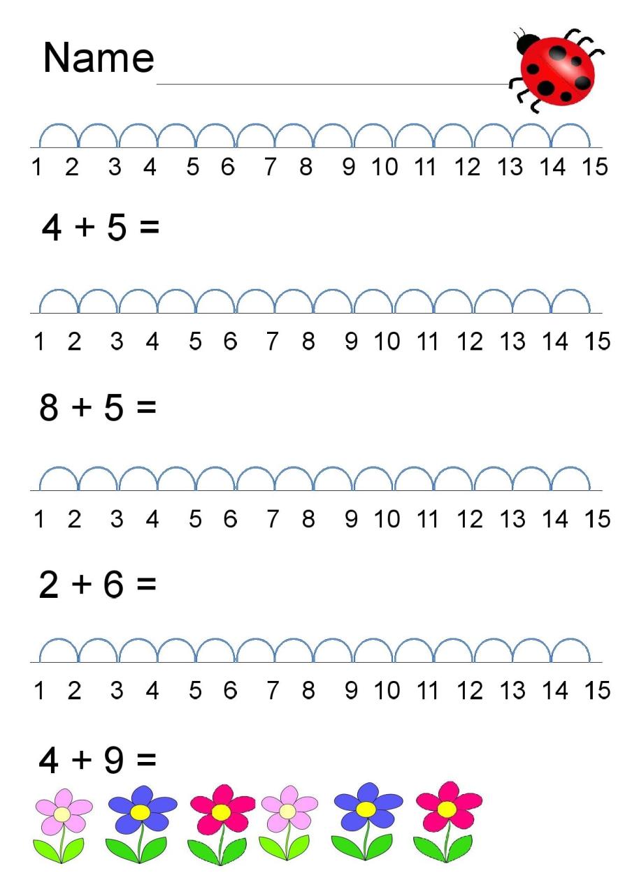 Addition On A Number Line Worksheets Year 1