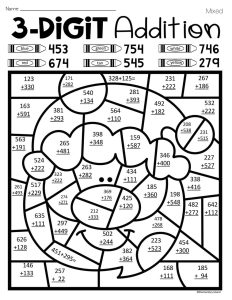 Christmas 3digit Addition Color by Code Christmas math worksheets