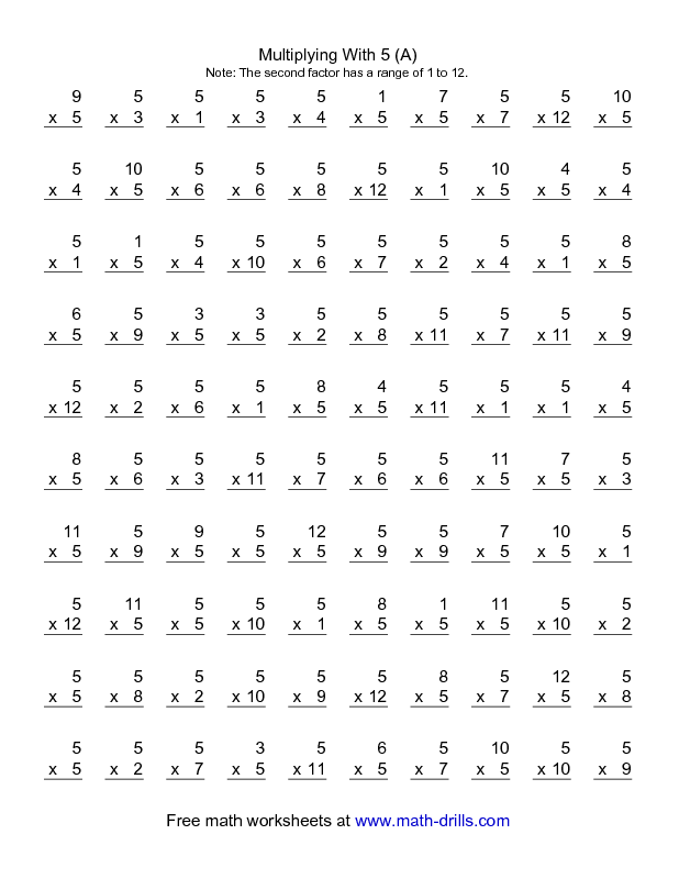6th Grade Multiplication Worksheets 1-12